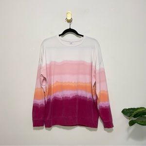 Athleta Studio to Street Summer Plum Pink Orange Gradient Crewneck Sweatshirt